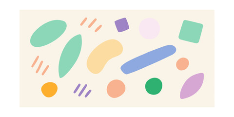 Abstract composition various colorful organic shapes lines on a cream graphic vector
