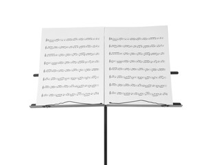 Stand with music sheets isolated on white