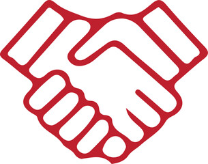 Fototapeta premium A red outline of a handshake forming a square shape illustration