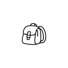 Obraz premium Minimalist vector illustration of a backpack icon, perfect for web, educational, and travel-themed designs. Trendy line art style fits modern branding needs and digital aesthetics.
