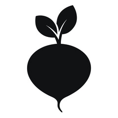 Silhouette of a Beetroot with Leaves