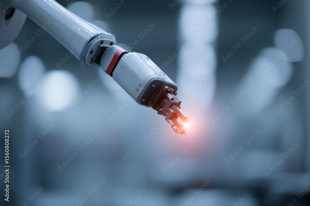Aufkleber robotic arm glowing interface technology automation industry futuristic machine metal innovation pre