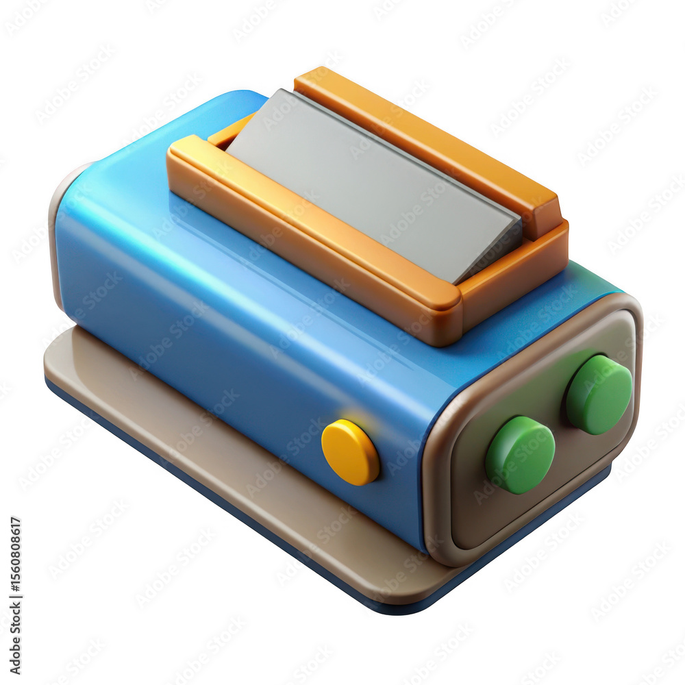 Poster stylized 3d rendering of a blue electronic device isolated on transparent background
