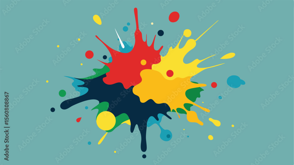 Poster colorful abstract paint splatter design on a white background perfect for various design projects.