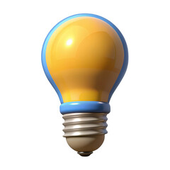 Obraz premium Bright yellow light bulb with blue accent isolated on transparent background