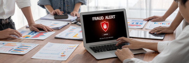 Cyber security software show alert of cyber attack for protection brisk. Danger from virus,...