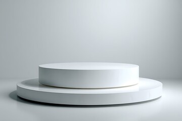 Stylish white podium on vibrant light blue background  
