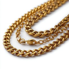 Obraz premium Three Gold Chains Close Up Layered Jewelry necklace