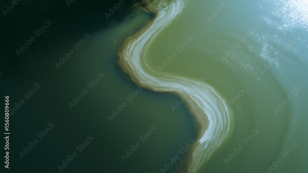 Aufkleber aerial, water, ripple, pattern, dynamic, abstract, nature create mesmerizing abstract pattern with f