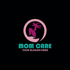 mom baby care logo design vector