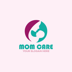 mom baby care logo design vector