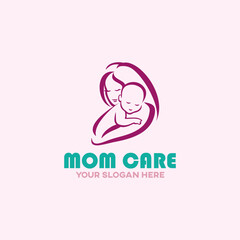 mom baby care logo design vector