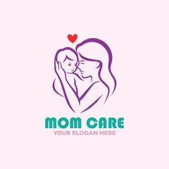 mom baby care logo design vector