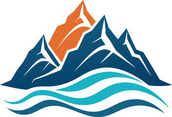 Blue and Orange Wavy Mountains