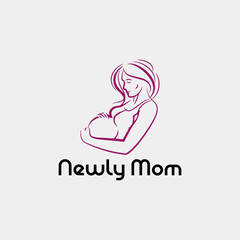 women mom pregnancy logo design vector