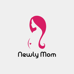 women mom pregnancy logo design vector