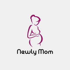 women mom pregnancy logo design vector