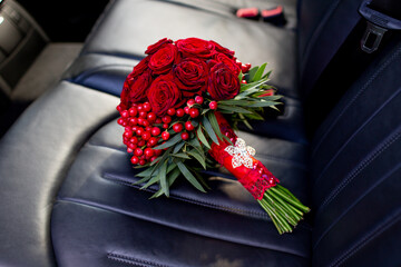 Red Rose Bouquet on Car Seat