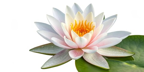 White Water Lily Close-Up Photography, Floral Composition, Purity Concept, Water Lily Bloom, Nymphaea. Water Lily, Lotus Flower