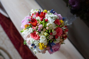 Colorful Bridal Bouquet on Chair
