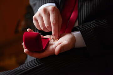 Person Holding Red Velvet Ring Box