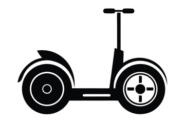Illustration of a Black TwoWheeled SelfBalancing Electric Scooter with Handlebars and Circular Accents