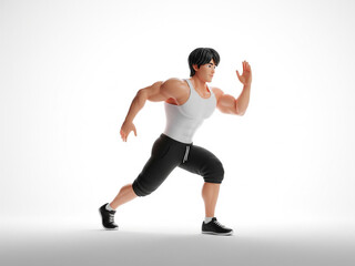 Obraz premium Running Men Athlete Exercise Image, Isolated 3d Character Men Running Jogging Isolated Image, Sport Running Image, 3d Cartoon Men Runner Image. 