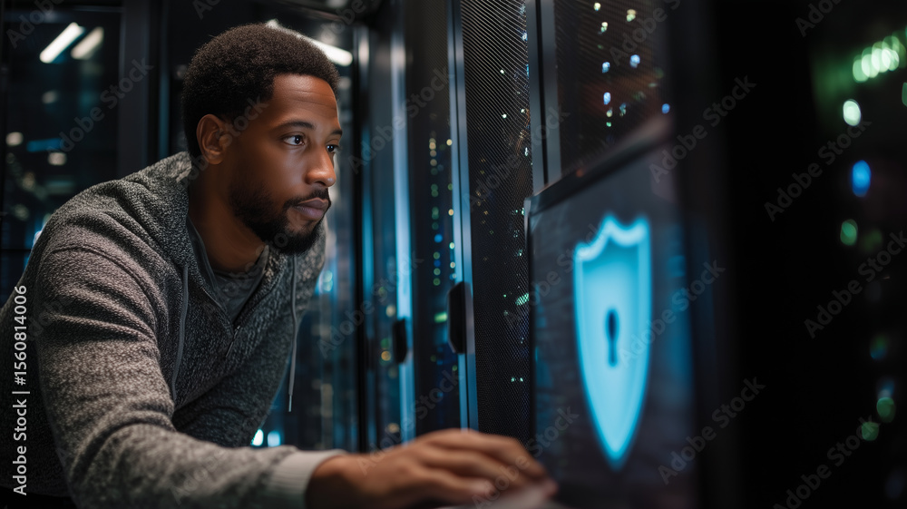Aufkleber it professional cybersecurity data protection server room technology security software installation 