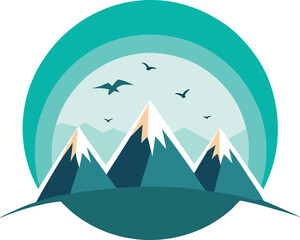 Circular Mountain with Flying Birds