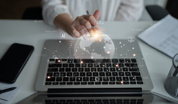 Global AI network showing connection between AI, global, and network elements across the digital world and data infrastructure Latch