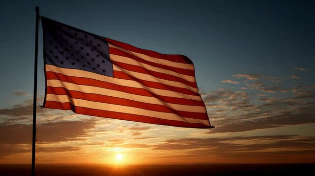 united state flag on pole with cloudy sky