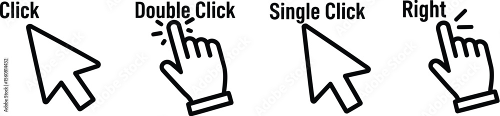 Fototapete Computer Mouse Click Cursor Icons Set - Gray Arrow & Loading Vector Collection
