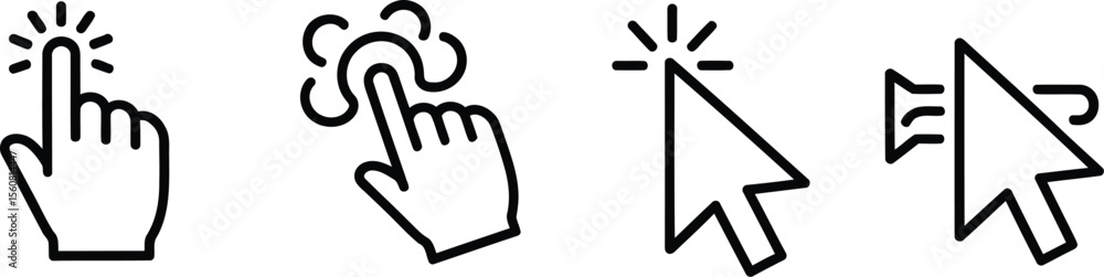 Aufkleber Computer Mouse Click Cursor Icons Set - Gray Arrow & Loading Vector Collection