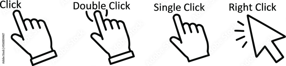 Aufkleber Computer Mouse Click Cursor Icons Set - Gray Arrow & Loading Vector Collection