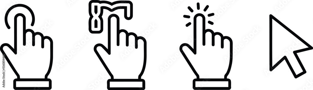 Aufkleber Computer Mouse Click Cursor Icons Set - Gray Arrow & Loading Vector Collection