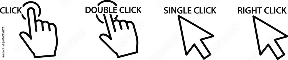 Fototapete Computer Mouse Click Cursor Icons Set - Gray Arrow & Loading Vector Collection