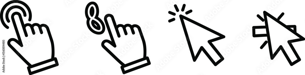 Aufkleber Computer Mouse Click Cursor Icons Set - Gray Arrow & Loading Vector Collection