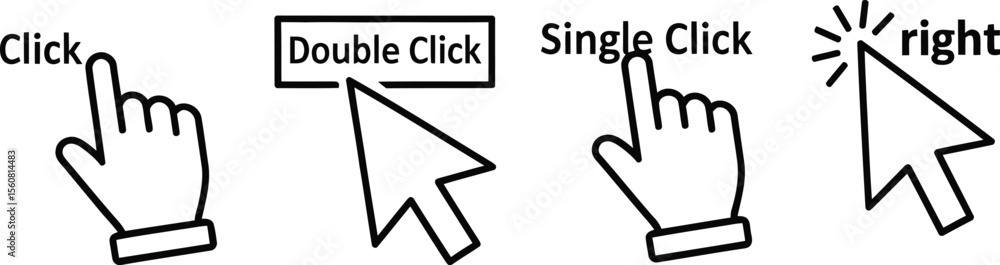 Aufkleber Computer Mouse Click Cursor Icons Set - Gray Arrow & Loading Vector Collection