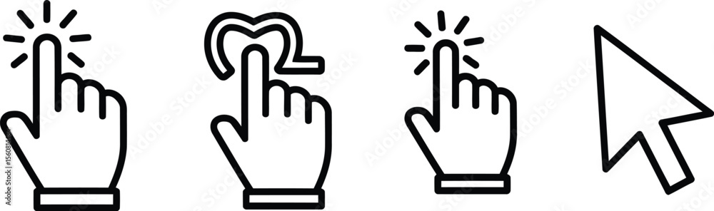 Aufkleber Computer Mouse Click Cursor Icons Set - Gray Arrow & Loading Vector Collection
