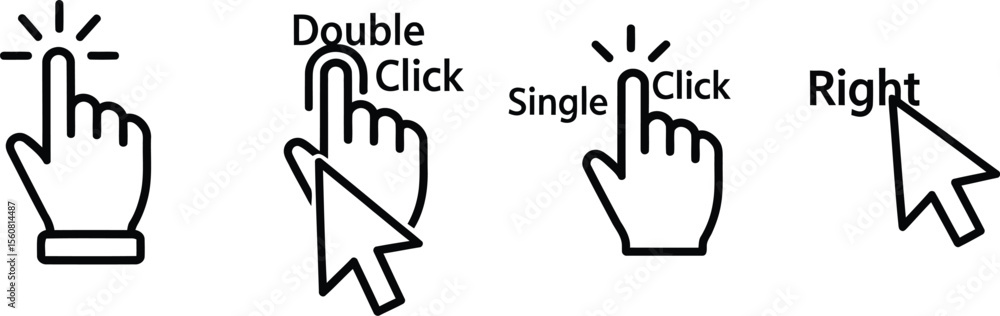 Aufkleber Computer Mouse Click Cursor Icons Set - Gray Arrow & Loading Vector Collection