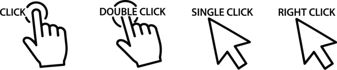 Obraz premium Computer Mouse Click Cursor Icons Set - Gray Arrow & Loading Vector Collection