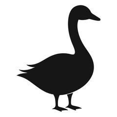 Black Silhouette of a Duck in Simple Minimalist Design