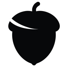 acorn icon, autumn nut silhouette, oak seed vector, forest nature clipart, botanical symbol


