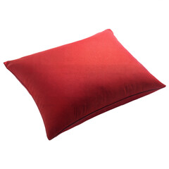 Red square pillow isolated on white background	