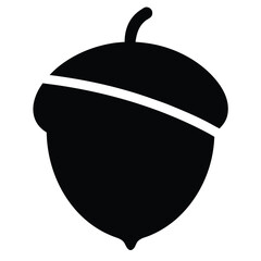 acorn icon, autumn nut silhouette, oak seed vector, forest nature clipart, botanical symbol

