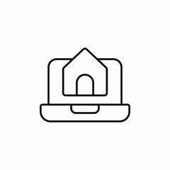 real estate laptop search icon sign vector