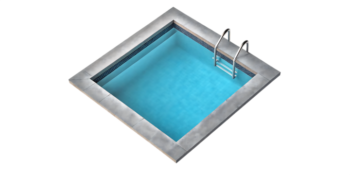 Blue swimming pool with ladder isolated on a transparent background