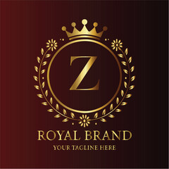 Golden anniversary label with ribbon design vector illustration LOGO Z