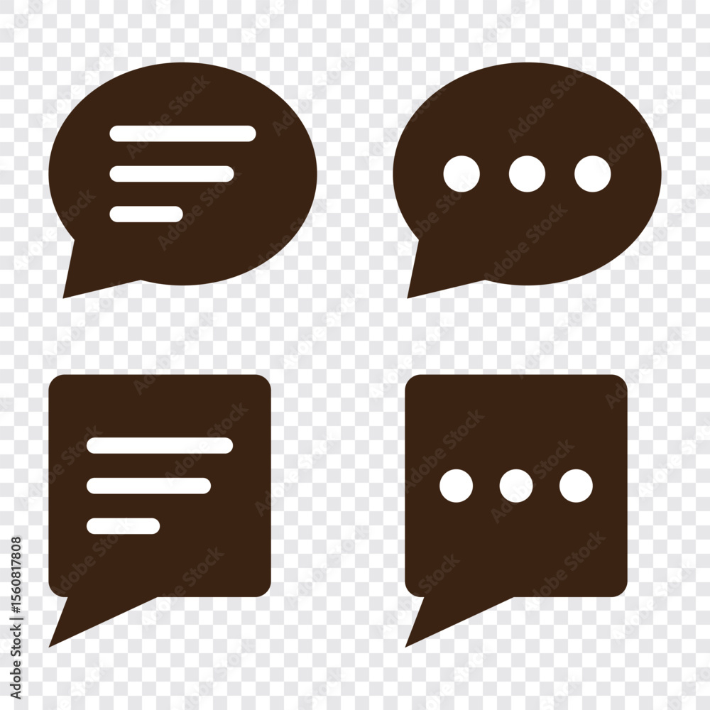 Poster text message icon set in line style. chat message symbol, chat speech bubble, social media message s