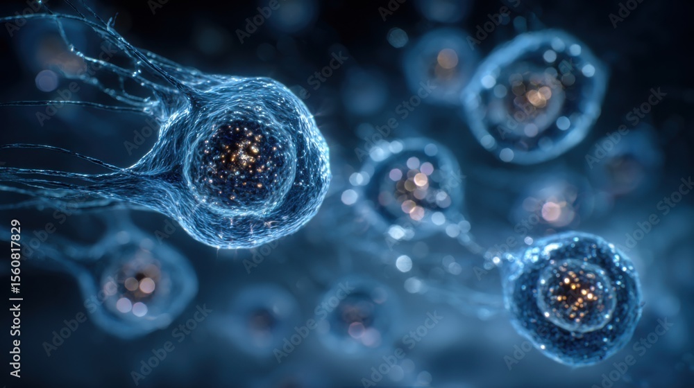 Poster the cellular structures exhibit dynamic connections, showcasing the intricate interactions between v